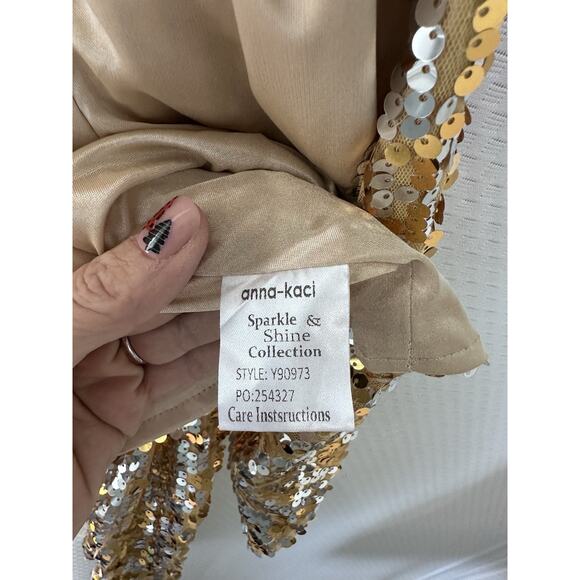 Anna Kaci Shiny Sequin Long Sleeve Glitter Cropped Blazer Bolero Shrug XXL $62 - Picture 7 of 12